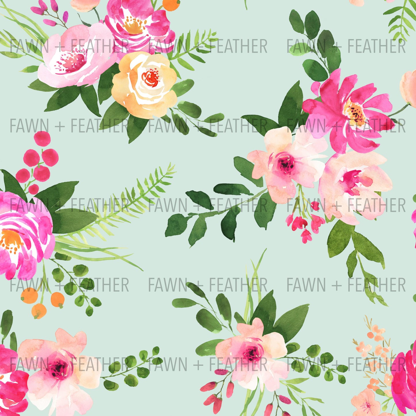 Kids Leggings - Mint Floral