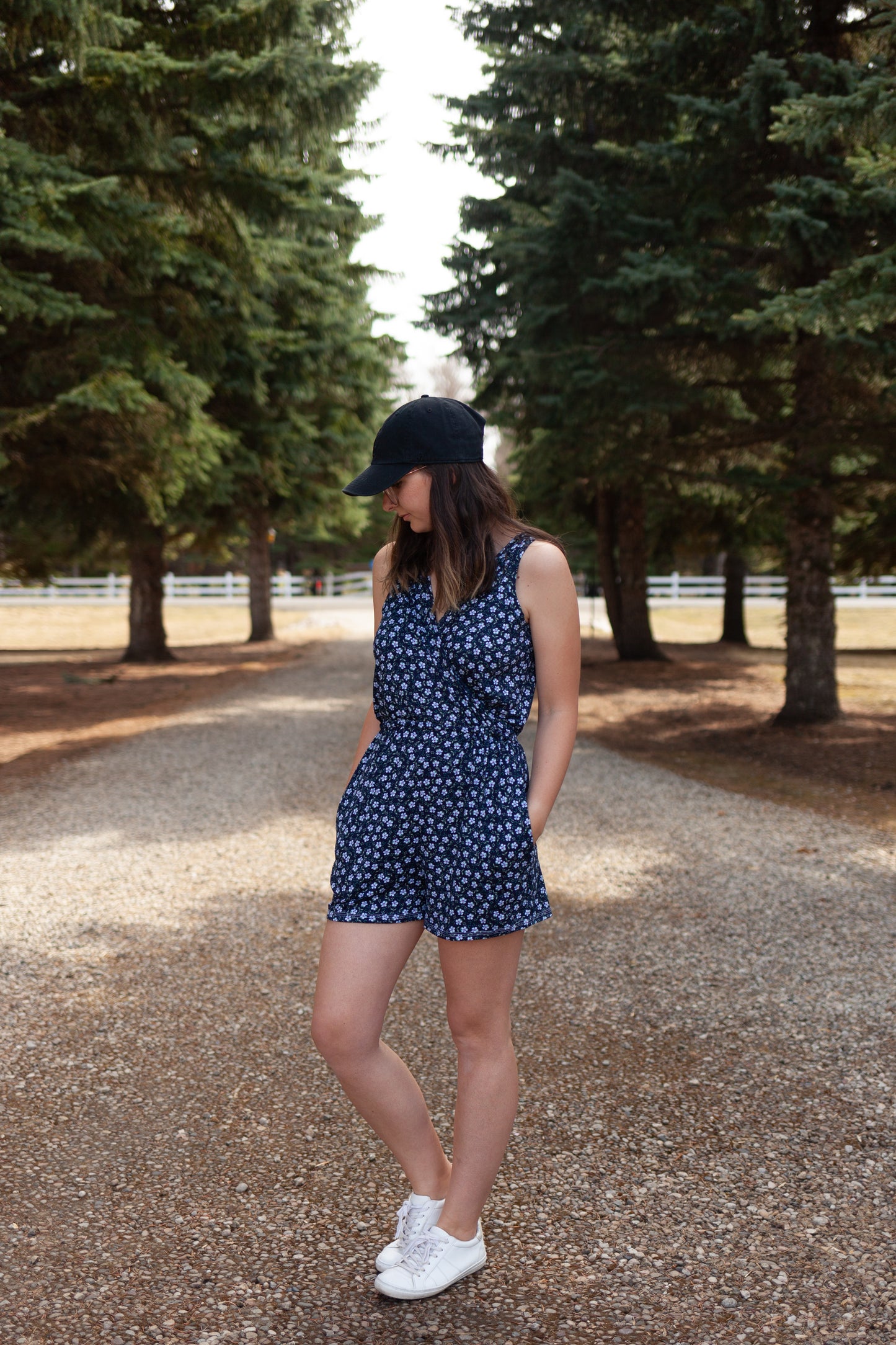 Ladies Romper - Mini Blue Floral