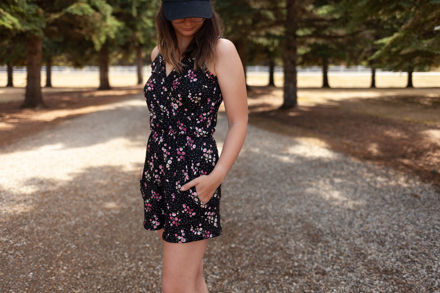 Ladies Romper - Polka Dot Bouquet