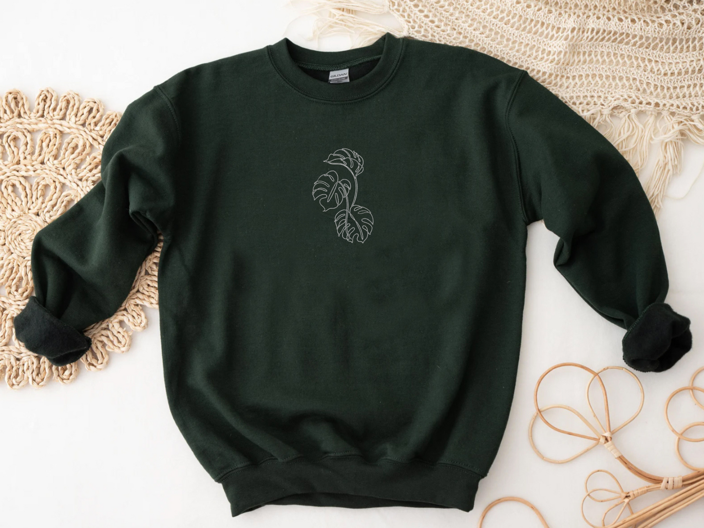 Monstera - Embroidered Crewneck Sweater