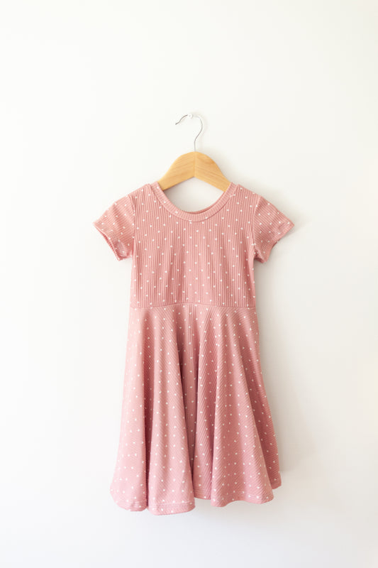 Peplum Dress - Pink Hearts