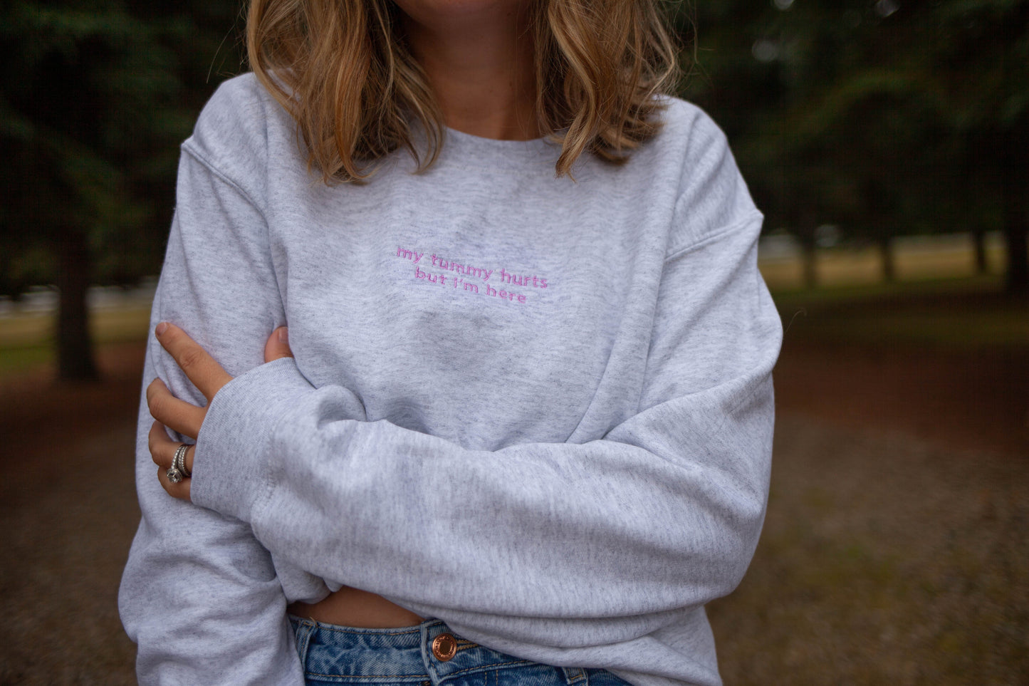 My Tummy Hurts - Embroidered Crewneck Sweater